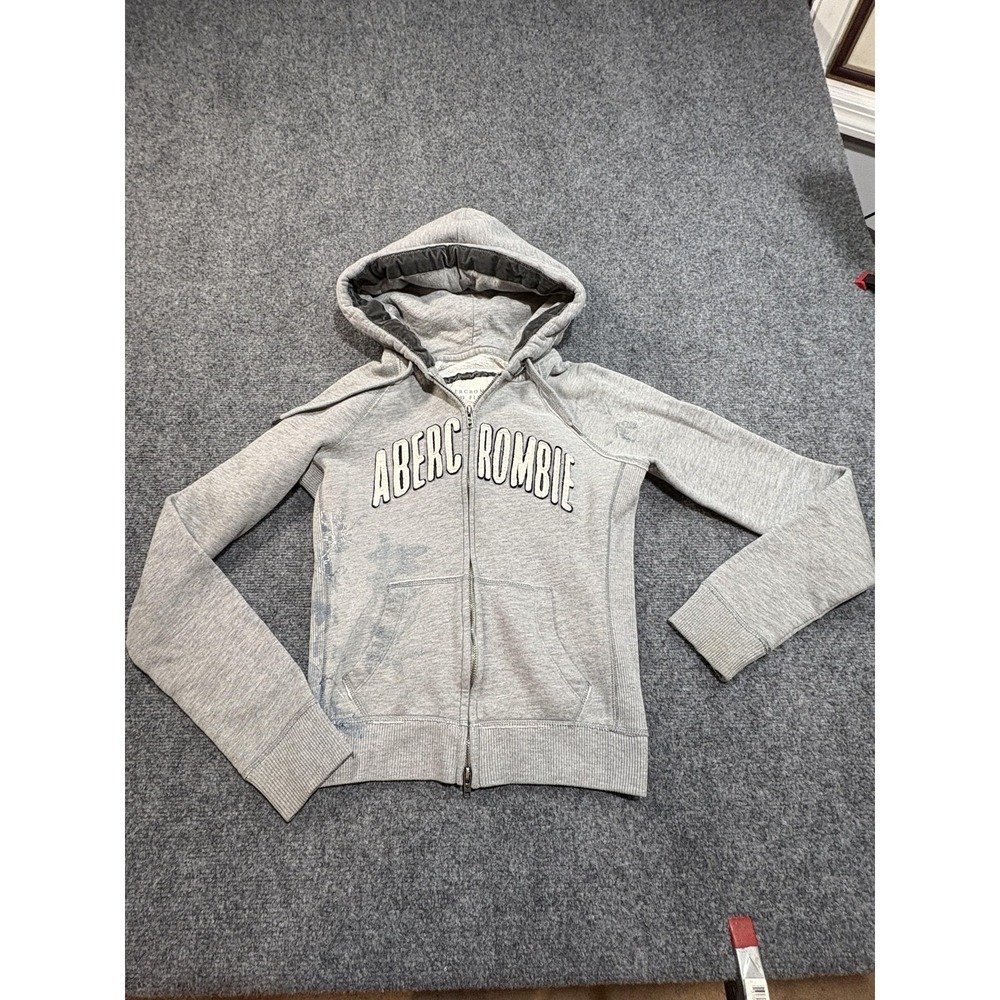 Abercrombie & Fitch Hoodie Womens M Gray Zip Sherpa Snowflake Authentic Vintage